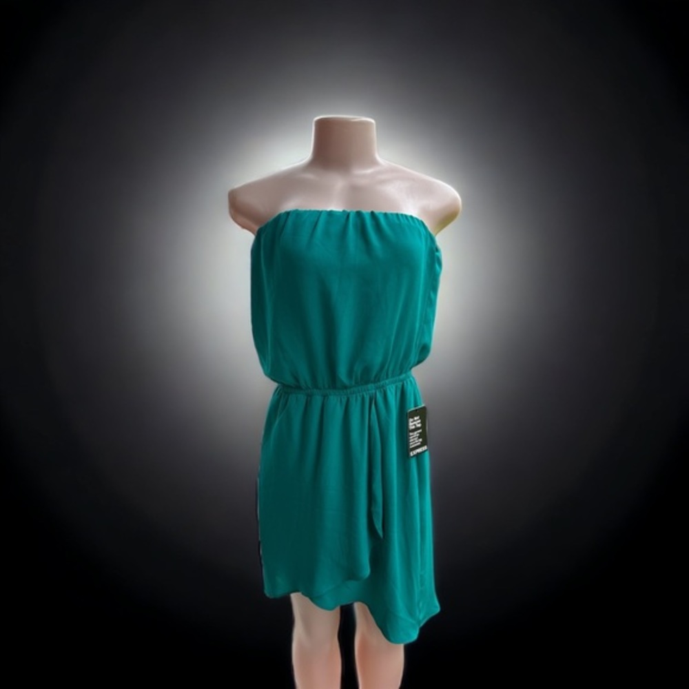 NWT Express Aqua Strapless Dress Convertible Removable Straps Small